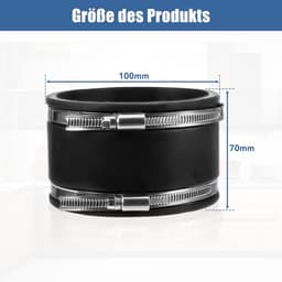 Ventilatie koppeling Ø 100 mm - Flexibele rubber - Met roestvrijstalen klemmen - Ideaal voor luchtventilatie - ShopVlot — thumbnail 4
