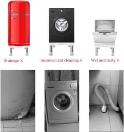 Wasmachine Onderstel - Apparaten Verhoger - Apparaten Plaatsen - Montage Zonder Gereedschap - 43-65 cm Verstelbaar - Zwart — thumbnail 5