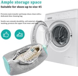Dailygoods - OMJMYY 2 stuks waszakken voor schoenen, wasmachine, waszak voor schoenen, herbruikbaar, waszakken voor schoenen met ritssluiting, bescherming voor schoenen en kleding (grijs) — thumbnail 4
