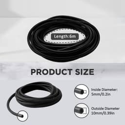 Dailygoods- Vacuümslang 6 meter - Hoge Temperatuur - Onderdrukslang - Siliconen Slang - Klemmen Ø 6-12 mm - ID 5mm, OD 10mm - Siliconenslang — thumbnail 2