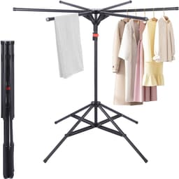 Droogrek Vliegend - Kledingmolen - Kleding Drogen - 6 Vleugels Verstelbaar - 170 cm Hoog - Zwart — thumbnail 1
