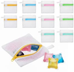 Dailygoods - 10 mini-wasnetten, waszakken met antiaanbaklaag voor wasmiddelcapsules, duurzame opbergzakken van polyester voor geurparels, wasorganizer voor reizen, ter bescherming van gevoelige stoffen — thumbnail 1