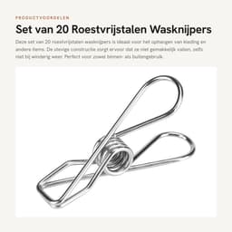 Dailygoods - Set van 20 Roestvrijstalen Wasknijpers voor Kleding — thumbnail 1