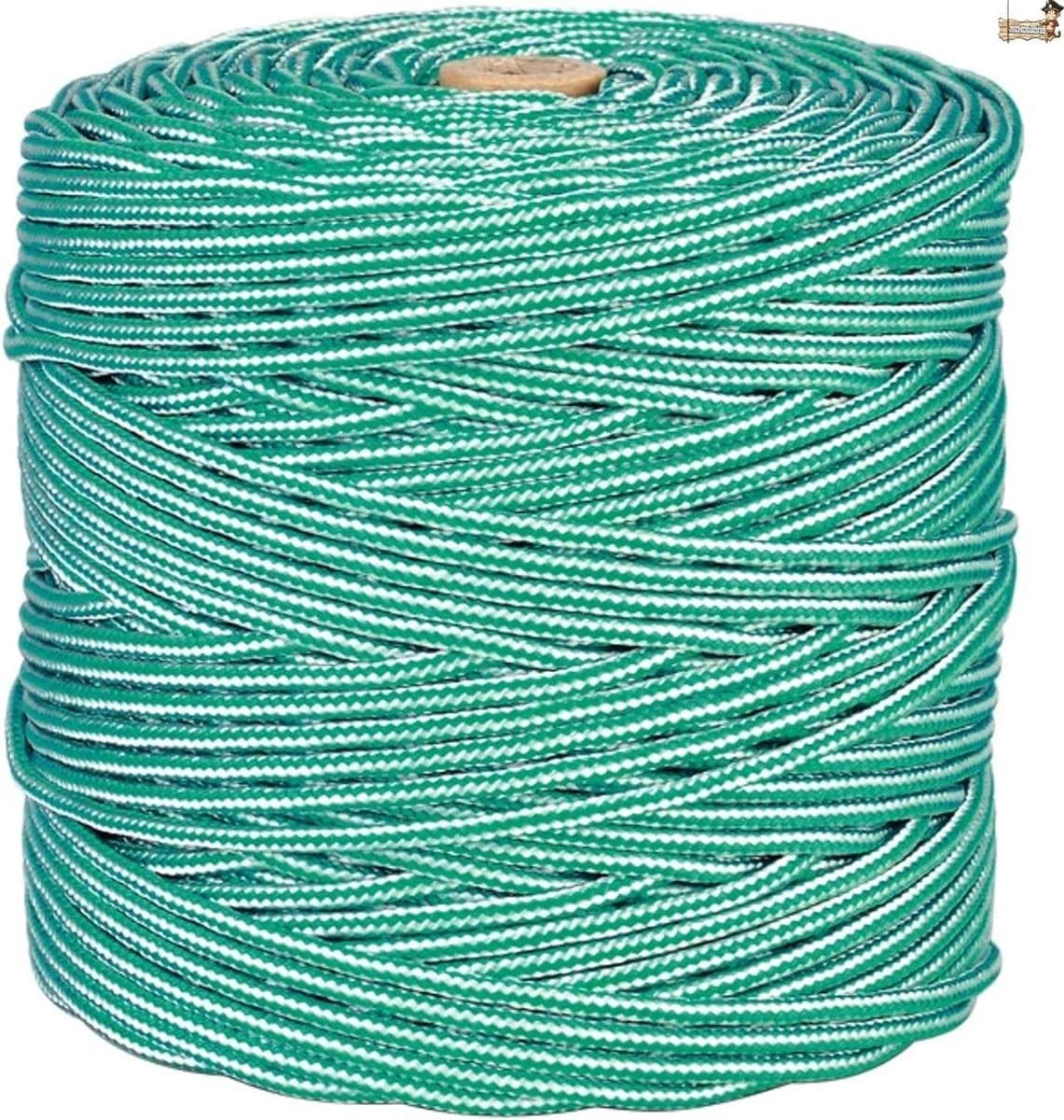 Waslijn Touw - Klus Touw - Kleding Drogen - Vochtbestendig Gevlochten - 4 mm x 200 m - Groen — afbeelding 1