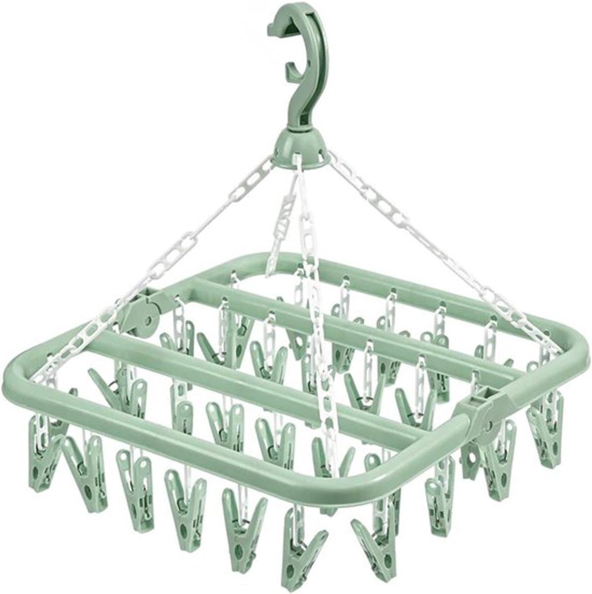 Opvouwbaar droogrek met 32 klemmen en windbestendige hanger — afbeelding 1