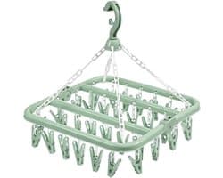 Opvouwbaar droogrek met 32 klemmen en windbestendige hanger