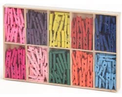 Houten Mini Knijpers - Kleine Clips - Creatief Knutselen - Natuurlijk Hout - 25 mm - Multicolor