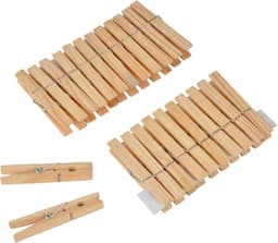 Set van 24 Houten Waslijnenknijpers 7 cm Natuurlijk — thumbnail 2