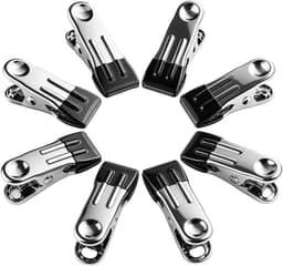 Metalen Wasknijpers - Opbergklemmen Kleding - Was Drogen - Roestvrij Staal - 8 Stuks - Zwart — thumbnail 1