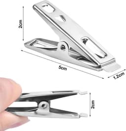 Wasknijpers - Kledingklemmen Ophangklemmen - Kleding Drogen - Roestvrij Staal - 10 stuks - Zilver — thumbnail 5