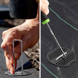Grondanker - Verzinkt Staal - 150 x 40 mm, Ø 2,5 mm - U-vormige Haringen met Sluitringen en Haak - Voor Tuin en Onkruiddoek — thumbnail 2
