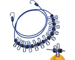 Winddichte Waslijn - Reiswaslijn Campinglijn - Kleding Drogen - Antislip Ontwerp - 1.7 Meter - Blauw