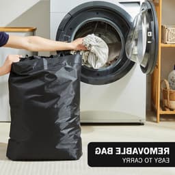 Vouwbare wasmand met deksel van bamboe, 48 liter, smal ontwerp, ideaal voor wasverzameling en ruimtebesparing — thumbnail 5
