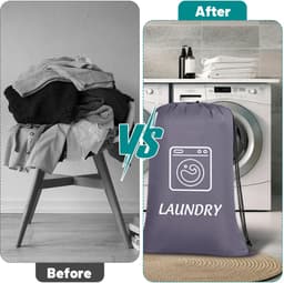 Waszakken grote reizen 24 x 36 inch - trekkoord - zwart en grijs - ideaal voor vuile kleding - ShopVlot — thumbnail 5