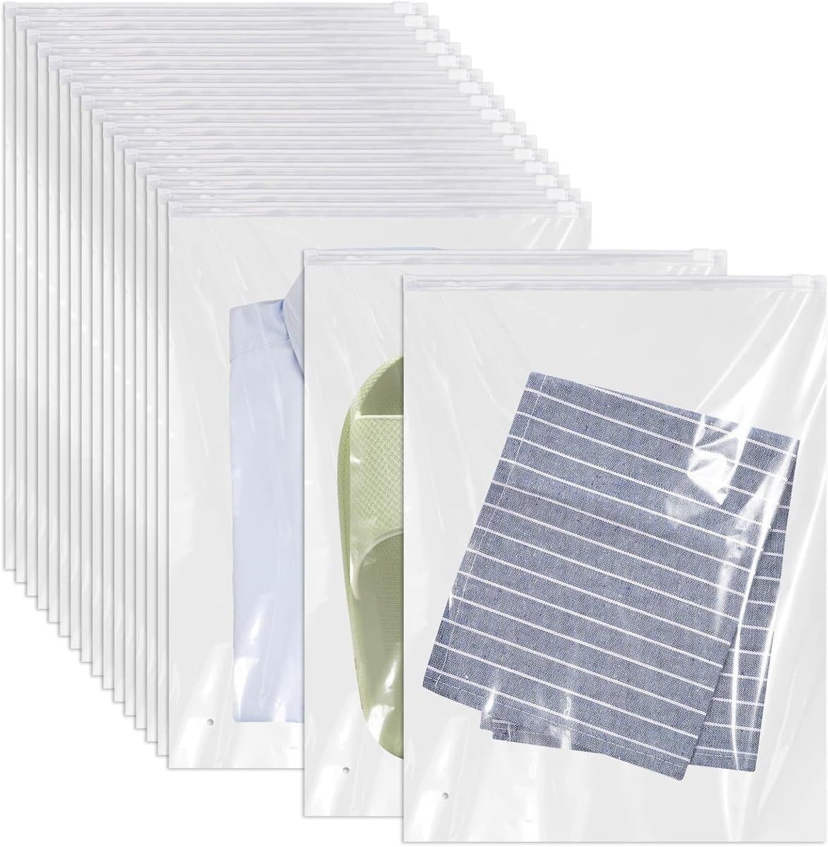 Wasnetjes met ritssluiting - Transparant - 30 x 40 cm - Waterdicht PE Opbergzakken - Voor Reizen en Organisatie — afbeelding 1