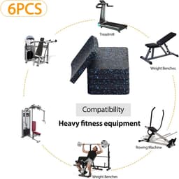 VHV - Trillingsdempers wasmachine - Anti-trillingsvoetjes - Wasmachine mat - Geluidsdempend - Antislip - Schokabsorberend - Voor wasmachine, droger en fitnessapparaten - Set van 6 - 10 x 10cm - Zwart plus blauw — thumbnail 5