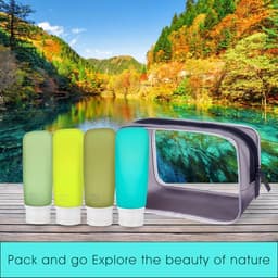 Reisflessen voor toiletartikelen, 90 ml reiscontainers voor toiletartikelen, lekvrije BPA-vrije CAA goedgekeurde knijpbare siliconen buisjes reisaccessoires met etiketten groen — thumbnail 2