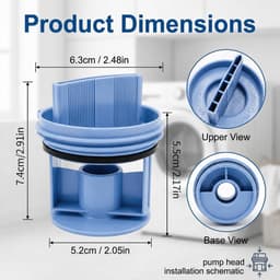 Wasmachine pluizenzeef filter geschikt voor Bosch, Siemens - aftapplug met afdichting - pluizenfilter - pluizenzeef - Blauw — thumbnail 5