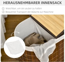 1 stuk - wasmand/smeermand - capaciteit 100 liter - met af te trekken dekking - afmetingen 38 cm x 38 cm x 57 cm - bruin — thumbnail 2