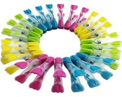 Wasknijpers - Meerkleurige Waslijn Knijpers, Stevige Antislip Plastic voor Het Drogen van Kleding (6 Groen, 6 Rood, 6 Blauw, 6 Geel)