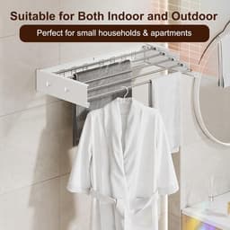Droogrek Opvouwbaar Droogrek Opvouwbaar Muur Droogrek 5 Staven 4 Haken 55 lbs Capaciteit voor Indoor Outdoor Appartementen Slaapzaal Bad Washanger — thumbnail 3