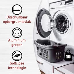 Interlink Lifestyle Studio Flow Wasmachinekast voor Wasmachine en Droogkast - Wit - Uitschuifbaar Werkblad - 67 x 68 x 208 cm — thumbnail 3