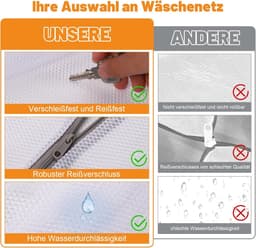 10 stuks wasnet voor wasmachine, waszak in 4 maten | Fijn- en grofmazige waszak, beschermt kleding, robuuste ritssluiting, herbruikbaar, wasbaar en geschikt voor de droger — thumbnail 2