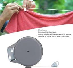 Uittrekbare Waslijn - Waslijn voor Thuis - Kleding Drogen - Robuust en Duurzaam - Tot 30 pond - Wit — thumbnail 3