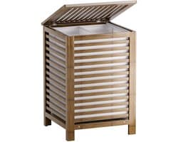 Dubbele Wasmand met Deksel - Bamboe Wasmand - 120L - Walnoot