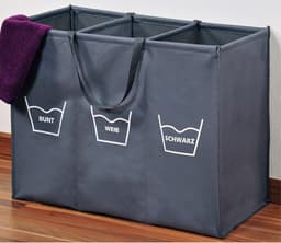 Wassorteerder - 150 L - Sorteer wasmand op Temperatuur - 30° 60° 90° - Wasbasket - Wasmand met 3 Vakken - 74 x 36 x 59.5Cm - Grijs — thumbnail 2