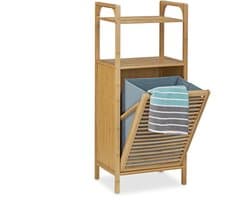 badkamerrek met wasmand - 95 x 40 x 30 cm - 2 planken - bamboe