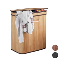 bamboe wasmand met deksel - 2 vakken - 70 L - Naturel — thumbnail 4