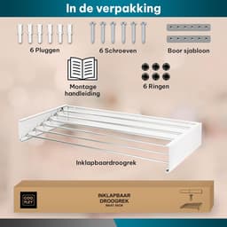 Equivera Wanddroogrek - Wanddroogrek Inklapbaar - Droogrek - Wand Droogrek - Wasrek Hangend - Schuifbaar — thumbnail 4