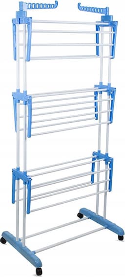 Playos® - Droogtoren - Blauw / Wit - Inklapbaar - met Wielen - tot 40 Kilo - 17 meter Drooglengte - Droogrek - Droogmolen - Wasmolen — thumbnail 3