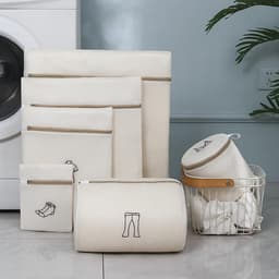 6 stuks wasnet voor wasmachine, drie lagen dikke waszakken met ritssluiting, laundry bag voor gevoelige mantels, blouse, schoenen, beha, sokken, babykleding enz. (6 stuks) [Energieklasse A] — thumbnail 1