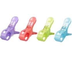 Arte R Handdoekknijpers XL - 4x - kleurenmix - kunststof - 15 cm - wasknijpers
