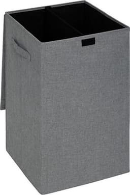 5Five Eureka sorteer wasmand - 74 liter - grijs - 37 x 37 x 60 cm - MDF/Polyester stof - met afsluitklep — thumbnail 2