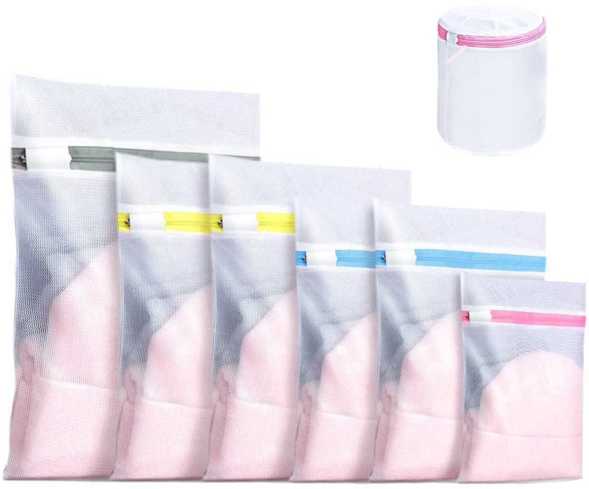 IMPERATORIS® Waszakjes voor Wasmachine - Bescherming voor Fijne Was en Schoenen - Mesh Wasnet met Rits - Voorkomt Slijtage - Set van 7 - Rosé - 40 x 50 cm — afbeelding 1