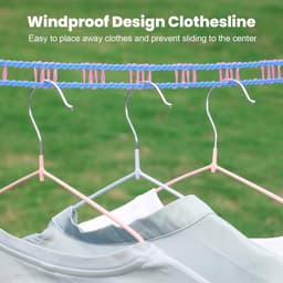 Verbeterde 3-pack waslijn - 16ft, winddicht, antislip en verstelbaar voor binnen en buiten gebruik — thumbnail 2