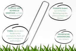 100x Grondankers van Staal - 250mm lang, 35mm breed, Ø 4mm - Grondankers voor Tuinmat, Onkruidmat, Omheining en Kamperen - Stalen Grondspijkers — thumbnail 4