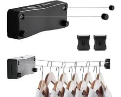 Intrekbare Dubbele Waslijn RVS - 5,2m Wandmontage Binnen & Buiten