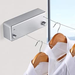 Verstelbare Dubbele Intrekbare Waslijn voor Binnen - Wandgemonteerd Wasrek 4 Meter — thumbnail 2
