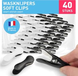 Zwarte en Witte Soft Clips Wasknijpers - 40 Stuks — thumbnail 1