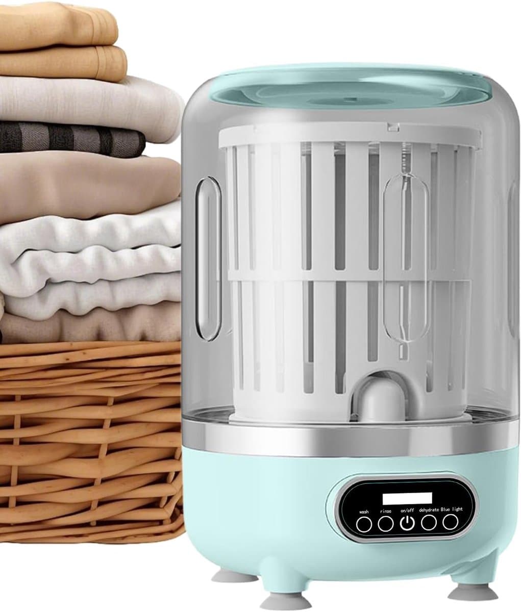 Draagbare wasmachine, wasmachine met drie programma's, compacte wasmachine – geschikt voor babykleding, beddengoed, dierenkleding, reizen, appartementen, hotels, enz. – groene uitvoering met een inhoud van 3 liter. — afbeelding 1