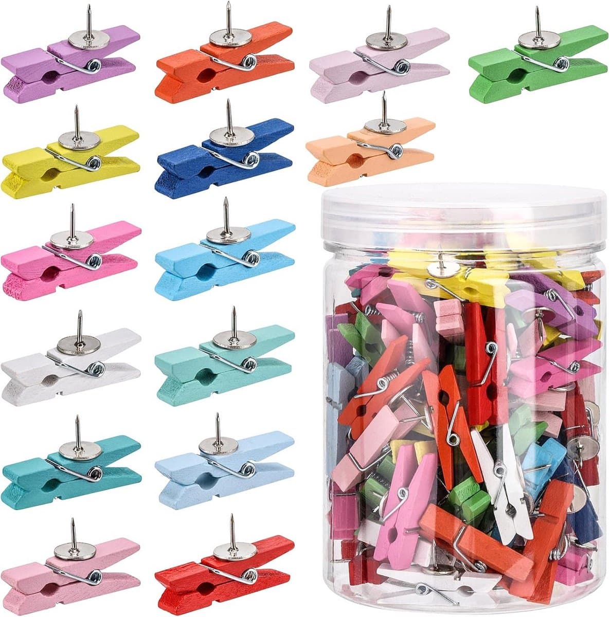Kleurige Houten Push Pins Clips voor DIY en Creatieve Decoratie — afbeelding 1