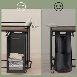 VASAGLE - Wasmand - Wasmand met 3 Vakken - Wassorteerder op Wielen - 150 L Met Opbergrek — thumbnail 5