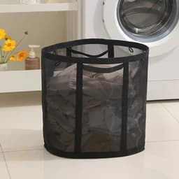 Opvouwbare wasmand, grote opbergmand van gaas voor vuile was in de badkamer, kinderspeelgoed (zwart) — thumbnail 2