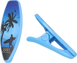 Gerimport Handdoekknijpers - 2x - surfplank - blauw/roze - handdoekklem - kunststof — thumbnail 5