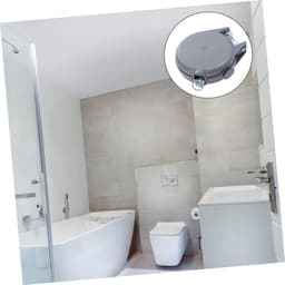 Draagbare Waslijn - Intrekbaar Touw - Kleding Drogen - Roestvrij Staal - 18 x 15 cm - Lichtgrijs — thumbnail 2
