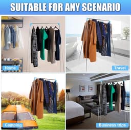 Uitschuifbaar reiskledingrek voor thuis en onderweg - Opvouwbare droogrek voor kleding - Ideaal voor kleding, wasgoed en reizen - Draagbaar en compact model. — thumbnail 5